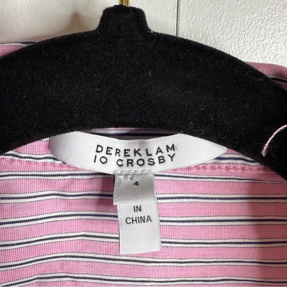 Derek Lam 10 Crosby Striped Poplin Tie-Front Long-Sleeve Shirtdress Pink - 4 - Picture 4 of 11